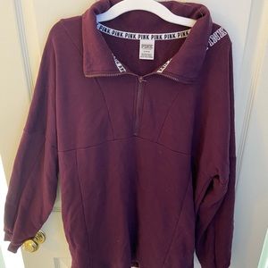 Burgundy long sleeve quarter zip
